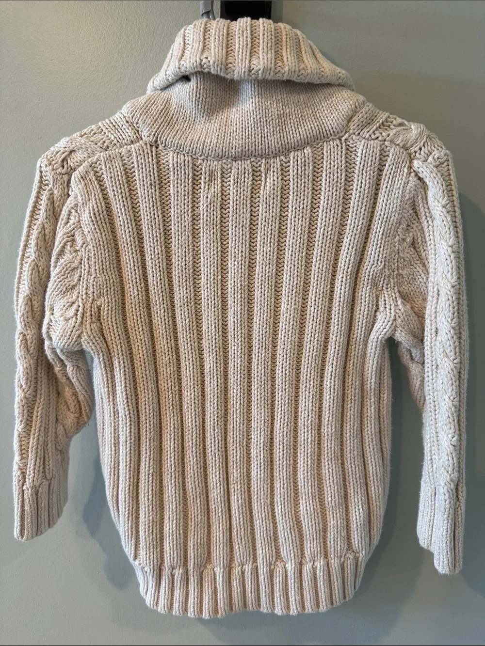 Old Navy Cream 18-24mo Cable Knit Shawl-Collar Sweater